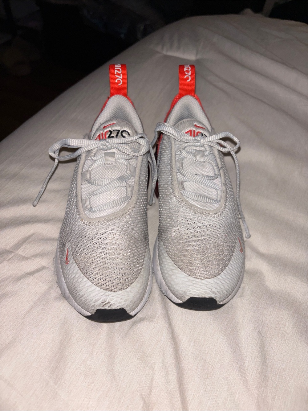 Nike Kids Light Gray and Red Sneakers